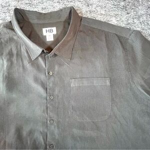 HB Harbor Bay Shirt Mens 5XL Gray Short Sleeve Button Pockets Casual Lightweight